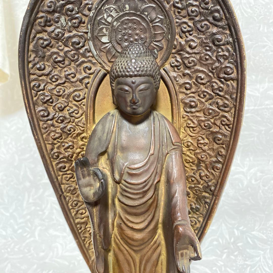 仏教 美術品 仏像 舟型 阿弥陀如来 立像 骨董品 古美術品