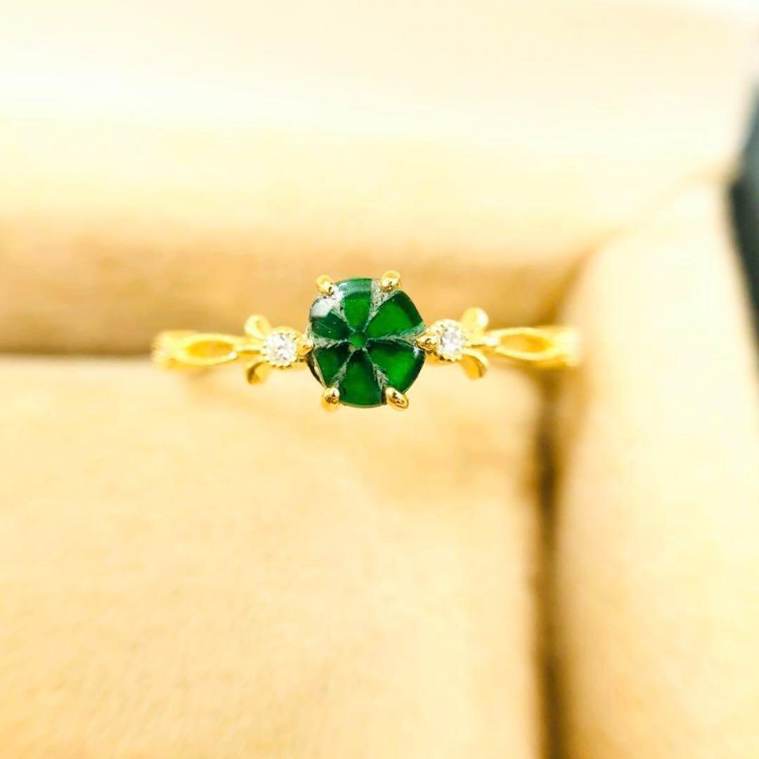 お値下げ！【世界四大貴石★イエローゴールド×リバーストラピッチ】エメラルド 指輪