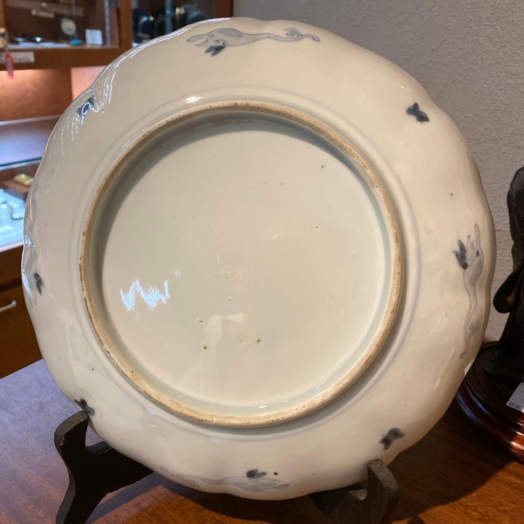 古伊万里　金彩　色絵皿　大皿　絵巻き