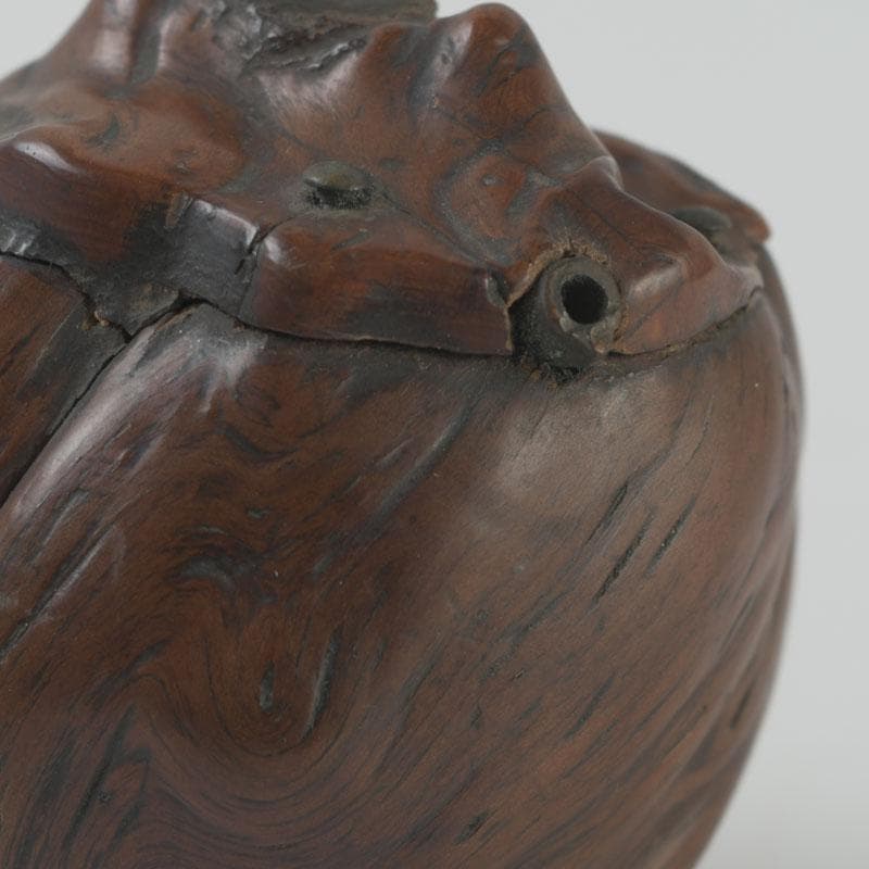 時代提げ物　書道具　唐木瘤木　銅装飾　水滴　時代箱　M　8621