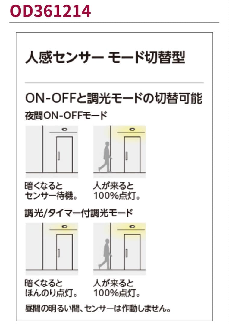 オーデリック 150φ人感センサー付ダウンライト OD361214 ２個