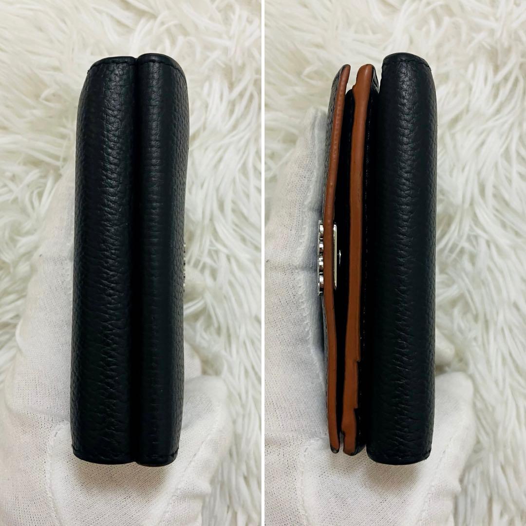 極美✨付属完備✨ロエベ 三つ折り財布 トライフォールド レザー ブラック