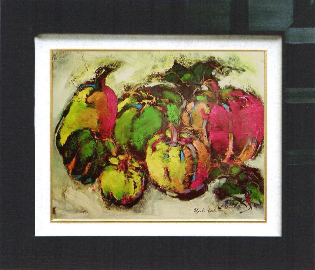 油絵 絵 絵画 インテリア 額付(白) uF6-061404 静物 かぼちゃ