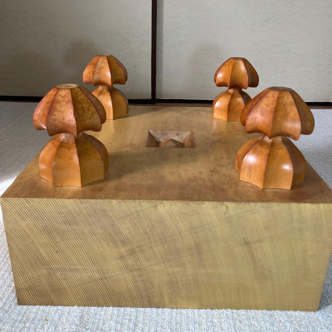 へそ　本榧　囲碁盤　碁石　脚付盤　蛤白 那智黒　はまぐり碁石　セット