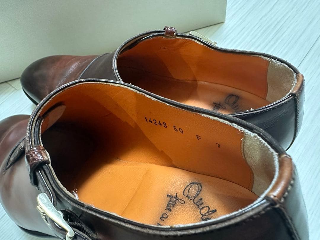 【美品】Santoni 7 ブラウン モンクストラップシューズ　サントーニ
