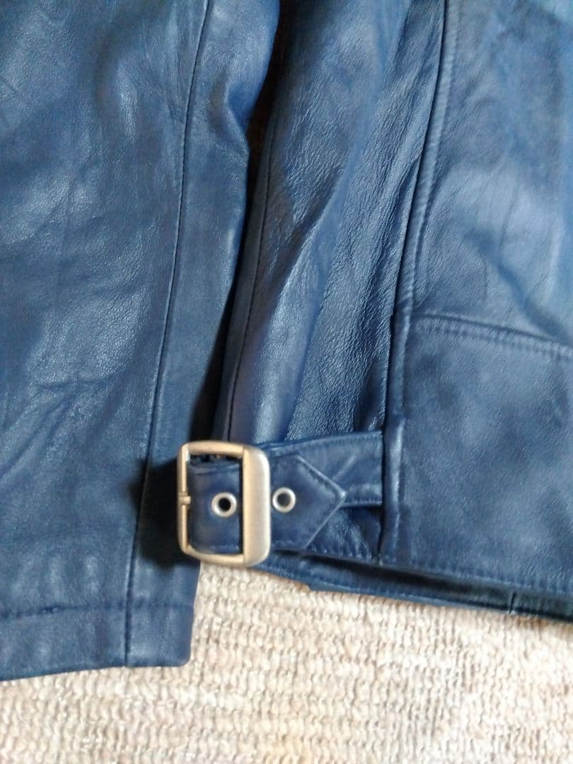 JACKROSE 本革ダブルライダースジャケット サイズ4 青