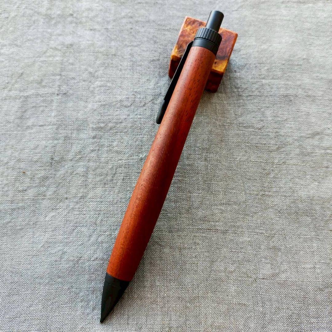 アンティークキューバンマホガニー　ハンドメイド　木軸シャープペン　0.5mm