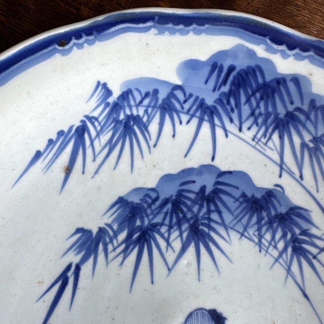 江戸後期　古伊万里　志田窯　染付賢人唐子文皿　29㎝　K349