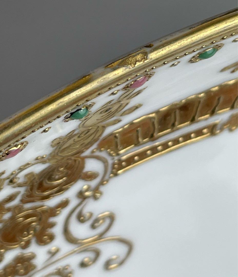 オールドノリタケ ２４．１cm ジュエル エナメル 金盛り プレート 皿