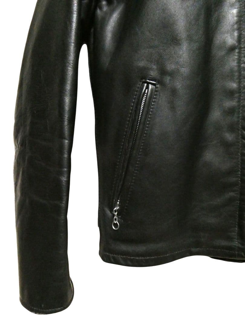 廃盤！ライナー付き完品！激レア品番652！ショット襟付シングルライダース36