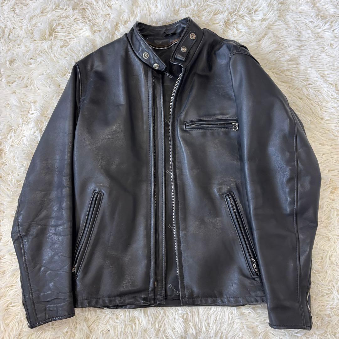 ショット 641 シングルライダースジャケット 牛革 レザー ブラック 36 S