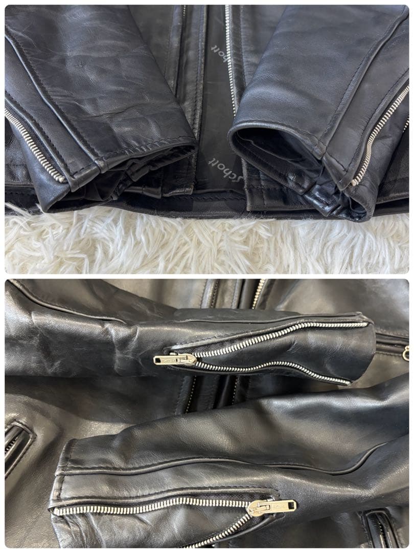 ショット 641 シングルライダースジャケット 牛革 レザー ブラック 36 S