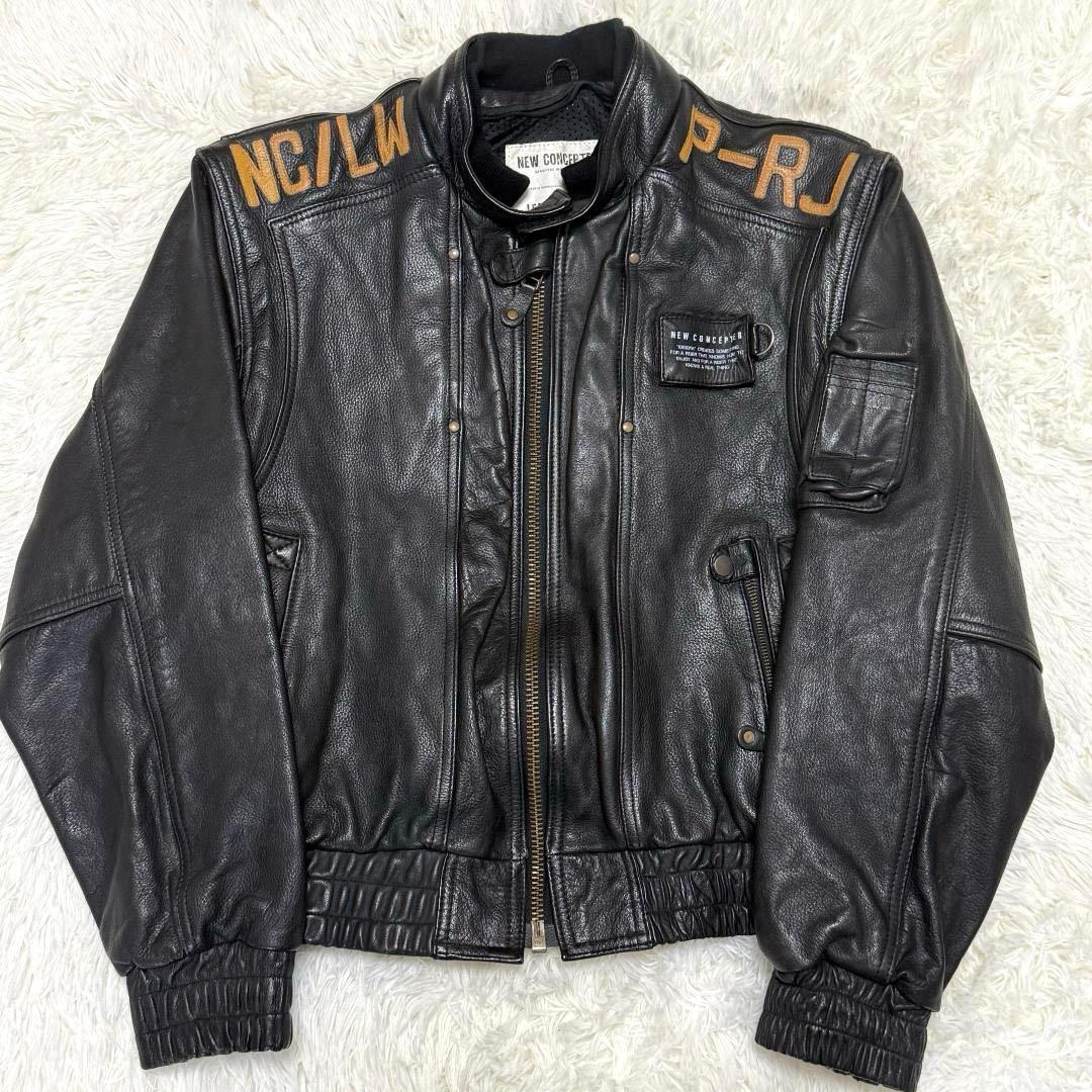カドヤ ニューコンセプター レザー ライダースジャケット 黒 L-XL相当