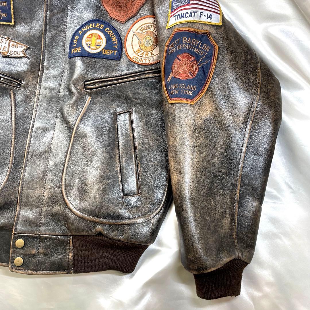 希少　HUMAN BEING レザー　A-2フライトジャケット　38 ブラウン