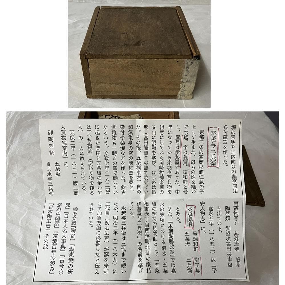 p021 水越与三兵衛 染付 ぐい呑み 木箱入 与三造 ぐいのみ 酒盃 盃 酒器