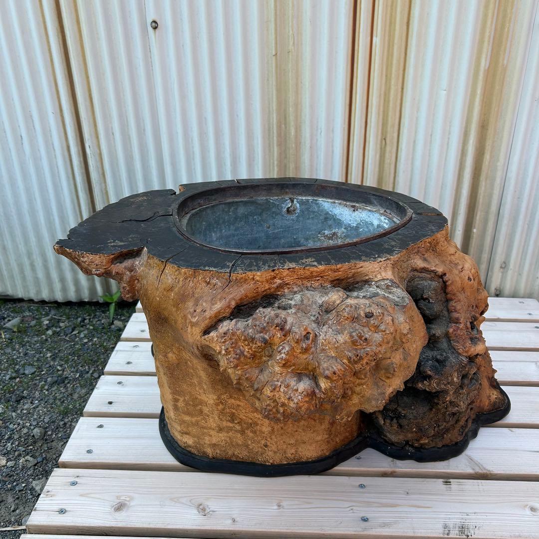 【7月いっぱいの掲載】火鉢　天然木　囲炉裏