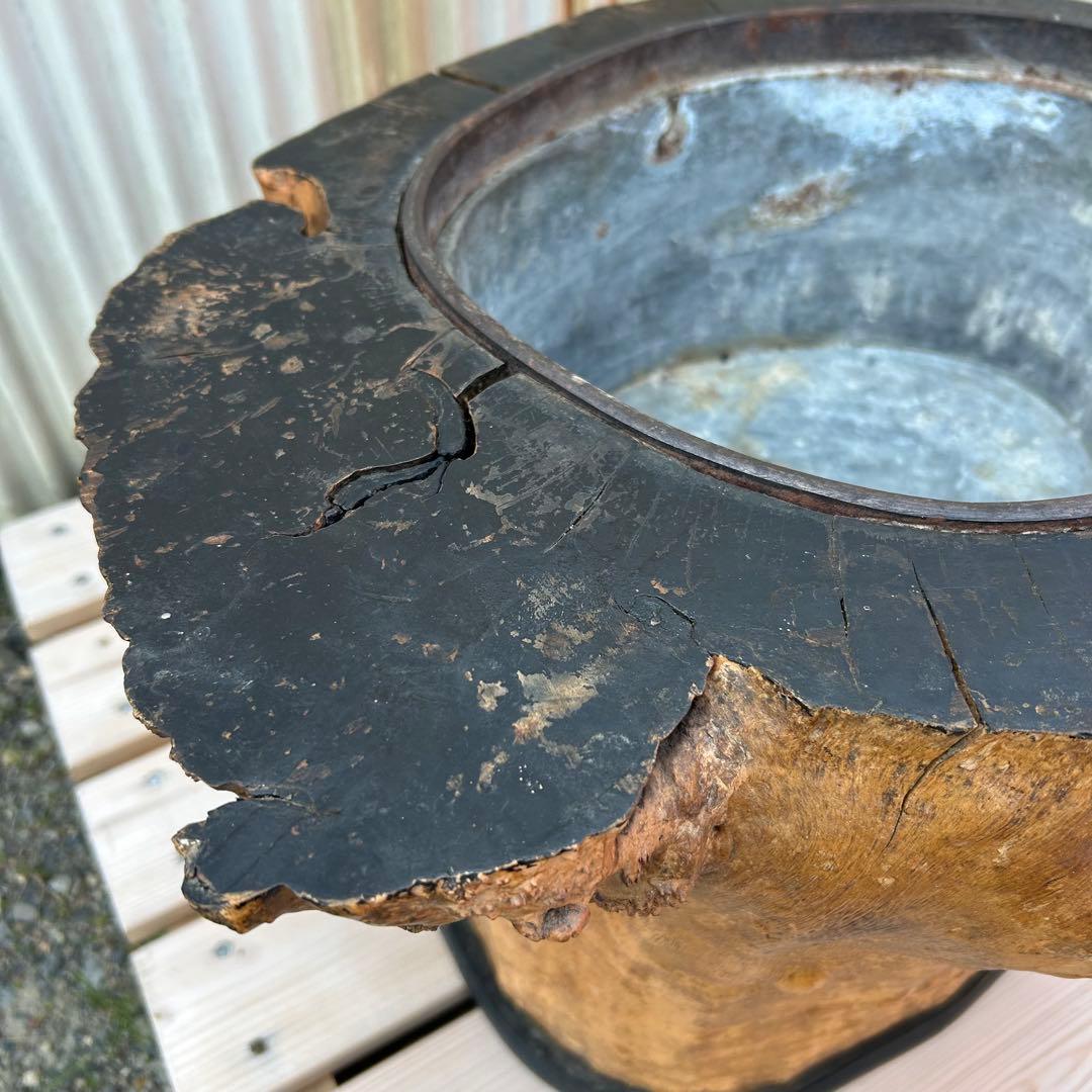 【7月いっぱいの掲載】火鉢　天然木　囲炉裏