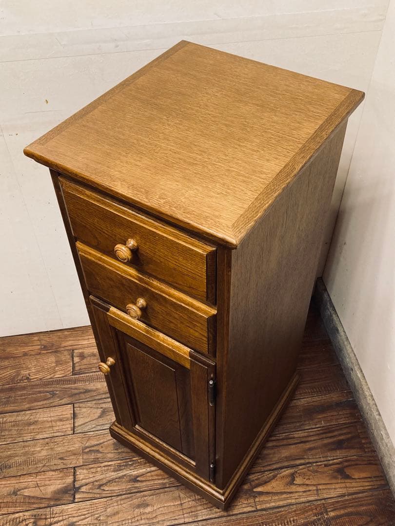 葉山家具 葉山ガーデン オーク材 スリムキャビネット キャスター付 花台 電話台