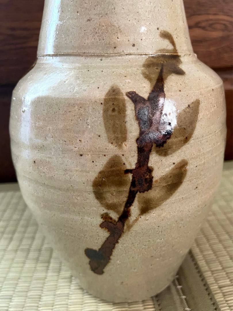 浜田庄司(濱田庄司) 鐵絵花瓶 28.5cm 共箱 鑑定済　益子 人間国宝 鉄絵