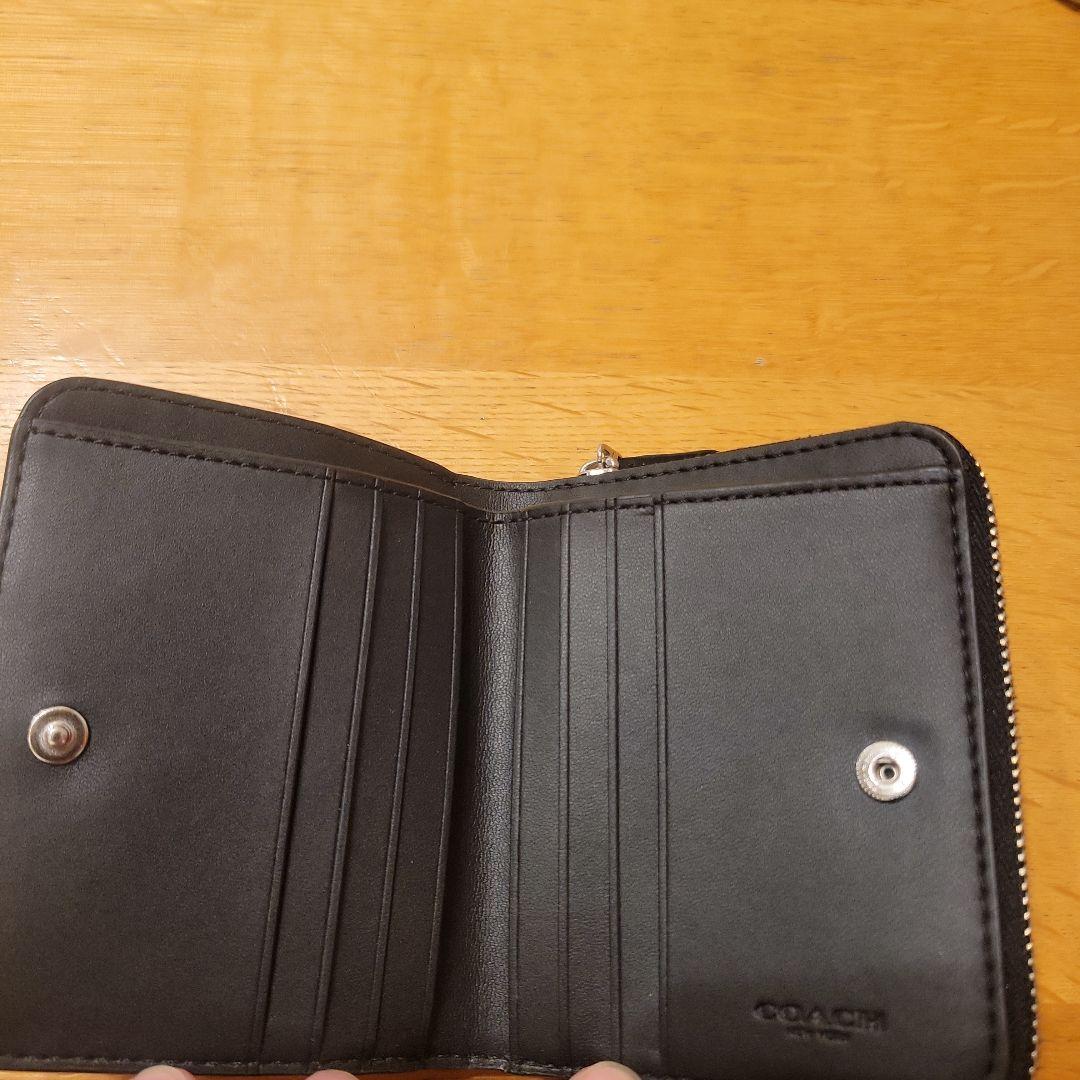 現行 コーチ ビルフォールドウォレット 二つ折り財布 クロコ型押し ブラック