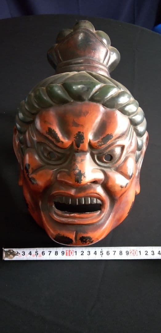 乾漆、仁王金剛面、模国宝力士面技楽面、能面狂言面 約40cm