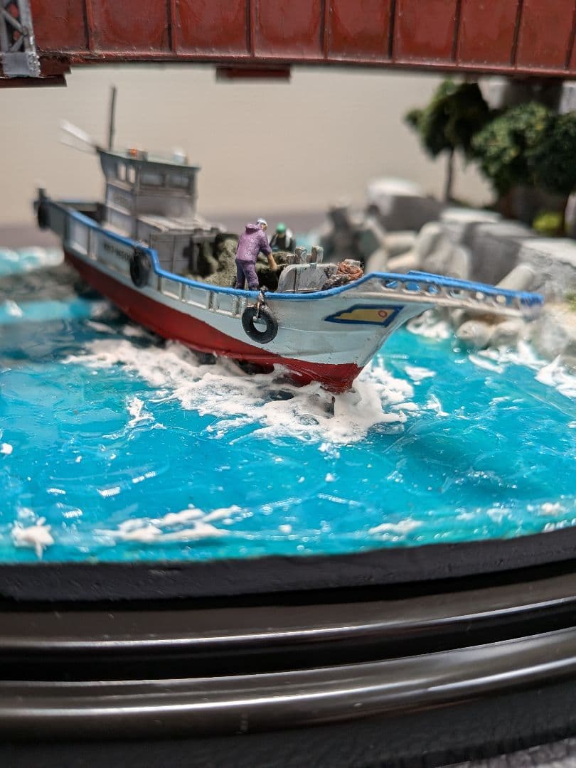 No.62鉄道Nゲージジオラマ車両、漁船、バス等付き