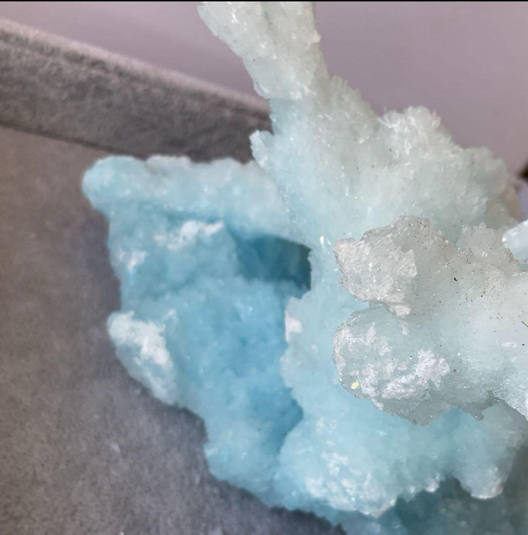 T991-2アクアマリン水晶結晶　原石ジオードクラスター　天然石