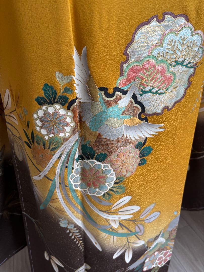 【夏の特別大特価！／8.27迄】⭐️振袖フルセット（７点） 正絹　成人式　山吹色