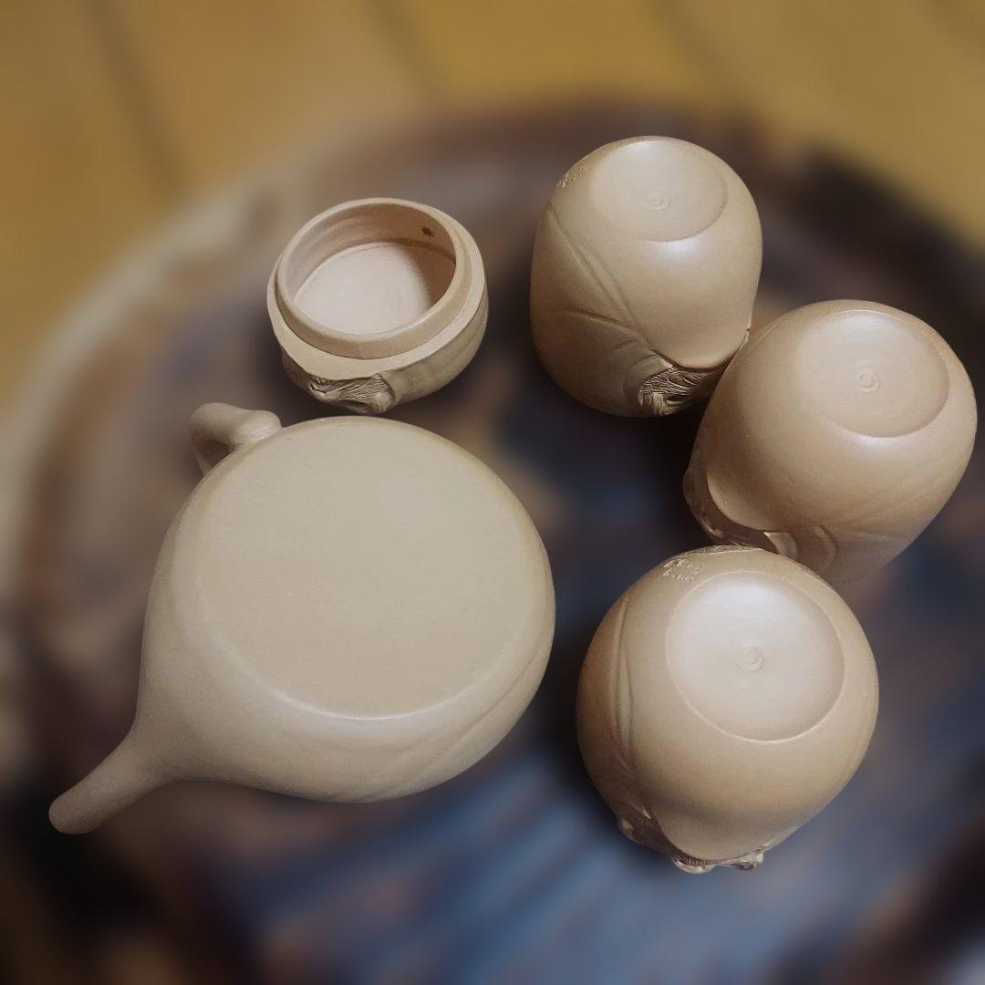 未使用　美品　珍品　茶器　レア　からくり　民芸　秋田焼　道楽　達磨　縁起物　4点