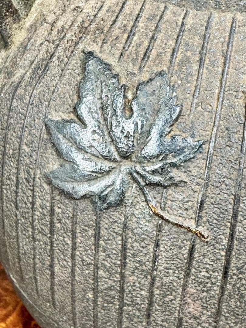 明治時代 金寿堂 描金銀葉 唐銅蓋鉄瓶 本体在銘 急須 茶壺 稀少WWST038