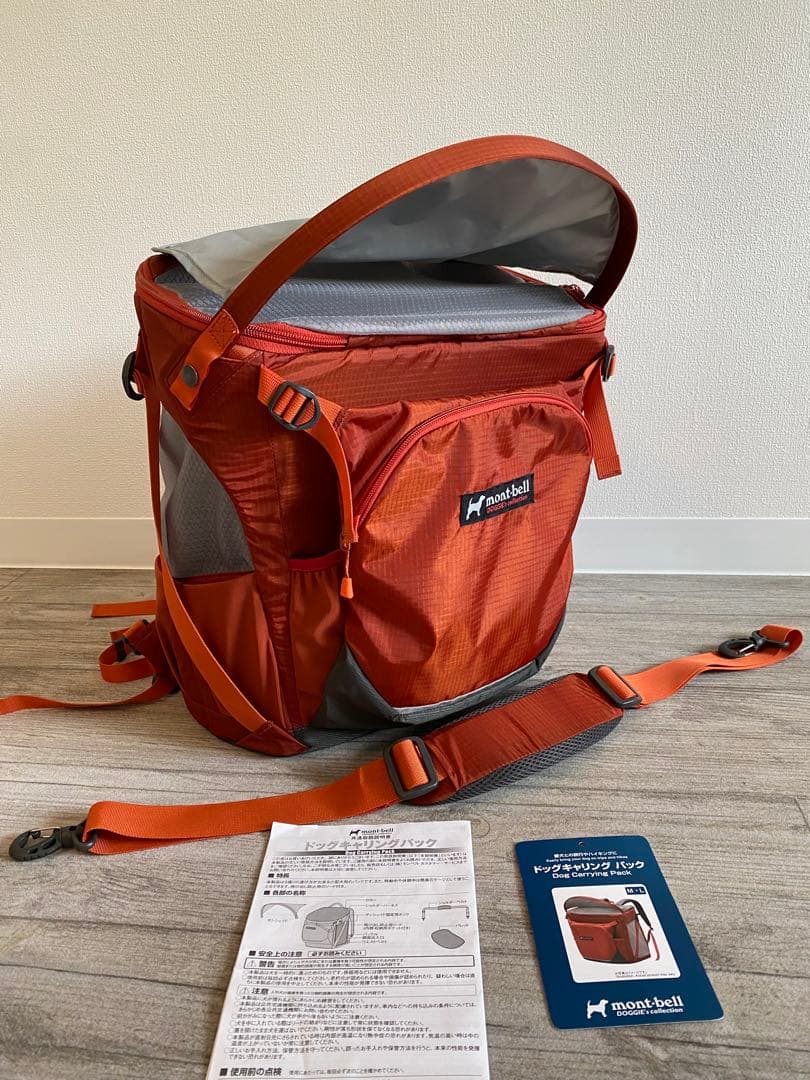 美品　モンベル ドッグキャリングパック ドッグキャリー　ドッグバッグ　Mオレンジ