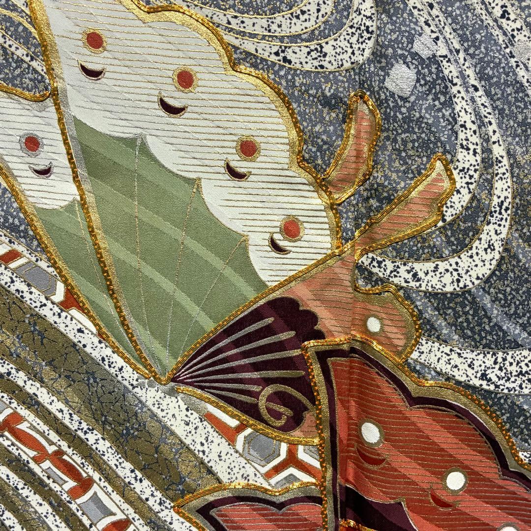 D34 振袖 やまと誂製 蝶々 流水 金駒刺繍 正絹 着物 袷 極美品