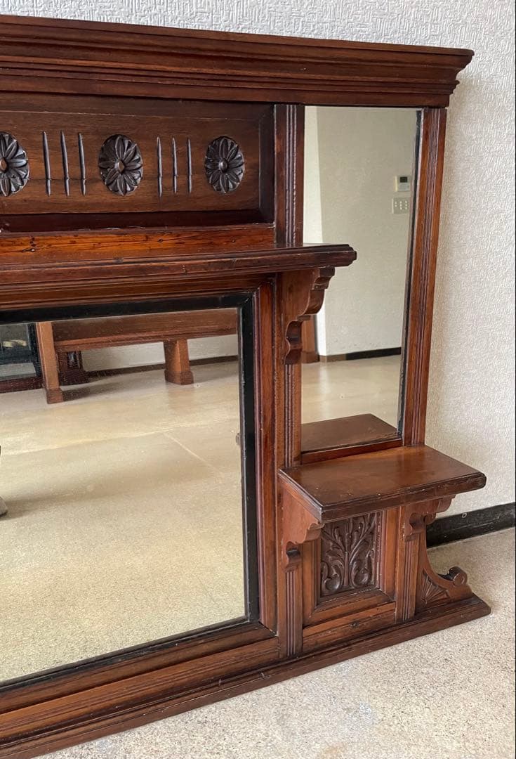 オーバーマントルミラー マカボニー 英国アンティーク アンティーク 暖炉