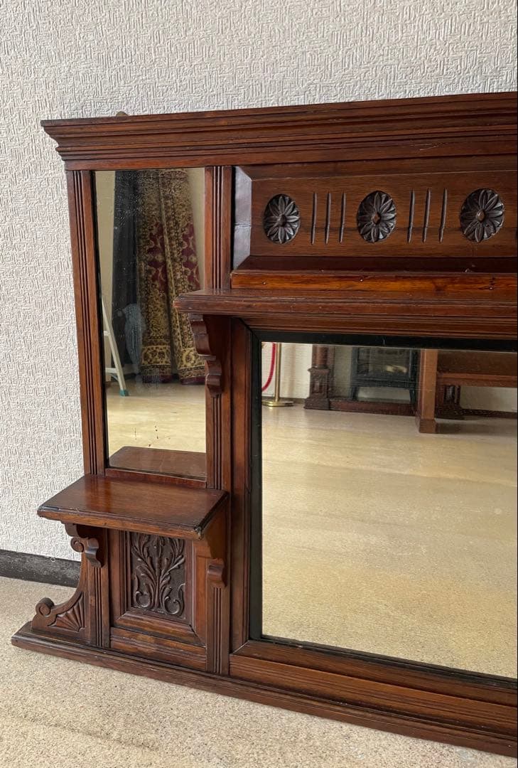 オーバーマントルミラー マカボニー 英国アンティーク アンティーク 暖炉