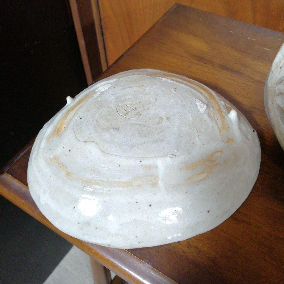 瀬戸焼　加藤作助　粉引海老摘蛤形食籠　18cm　大正〜昭和初期