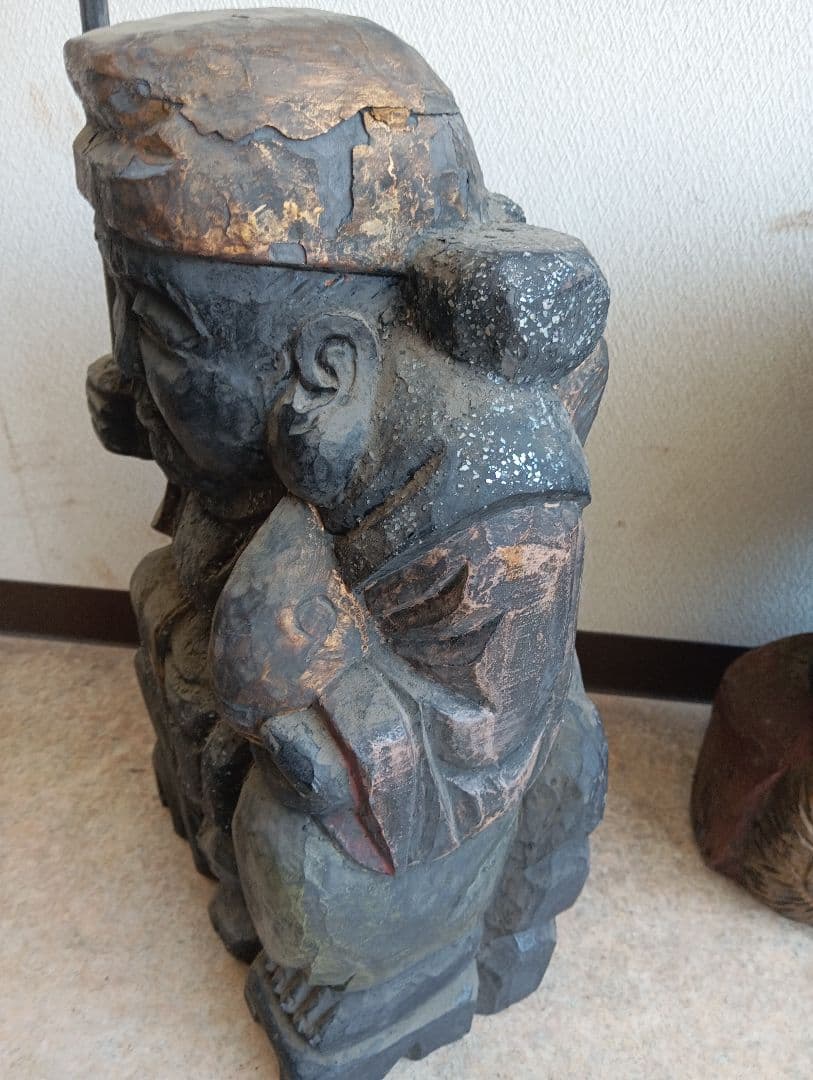 蔵出し 螺鈿細工 木彫 七福神 恵比寿 大黒天 置物 魔除け 厄除け 縁起物