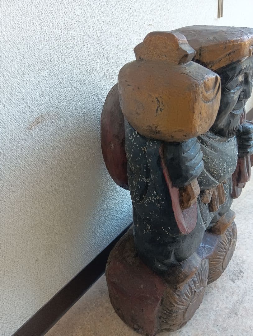 蔵出し 螺鈿細工 木彫 七福神 恵比寿 大黒天 置物 魔除け 厄除け 縁起物