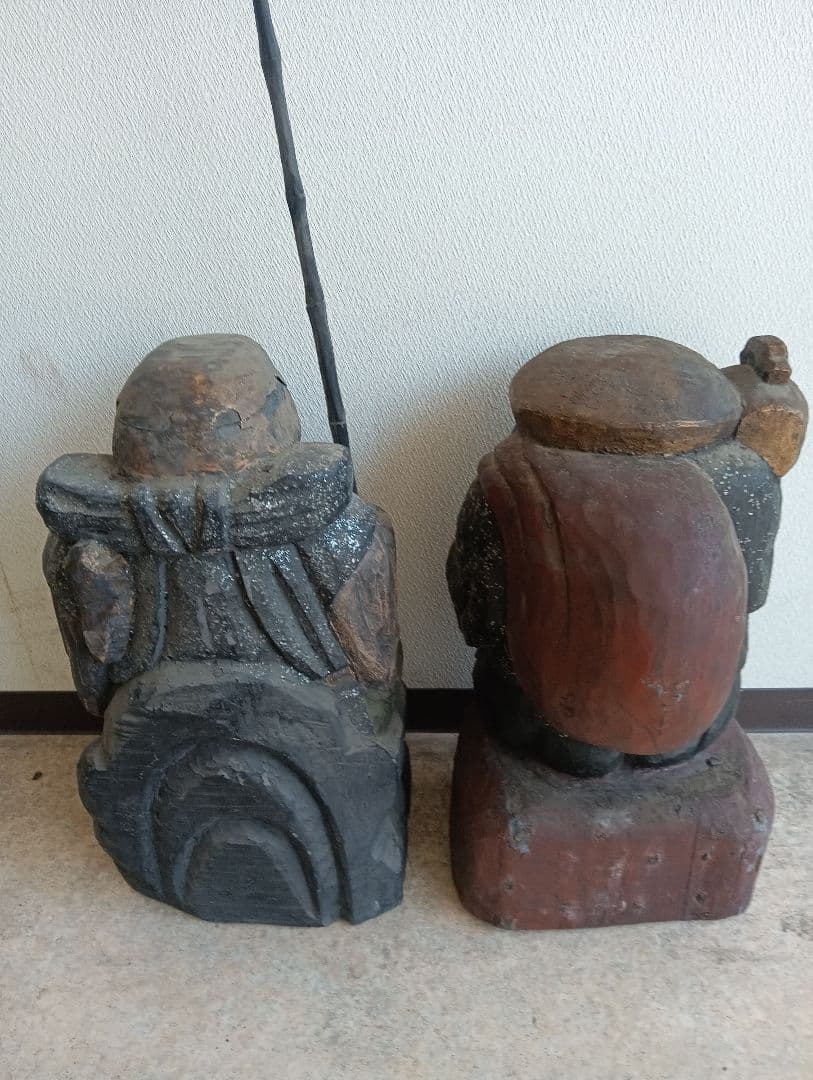 蔵出し 螺鈿細工 木彫 七福神 恵比寿 大黒天 置物 魔除け 厄除け 縁起物