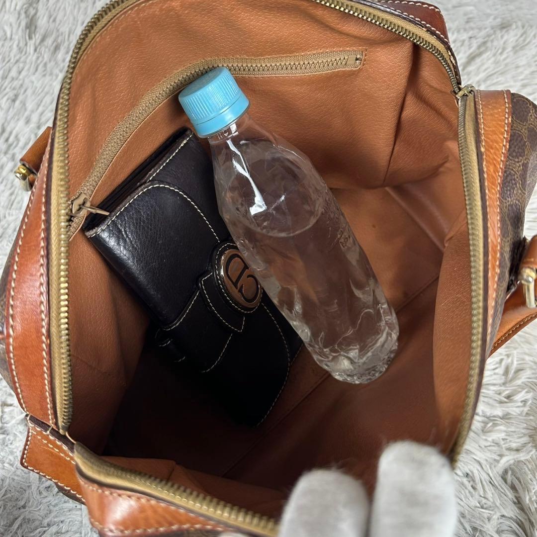 超希少品 CELINE セリーヌ PVC レザー マカダム ボストンバッグ 茶