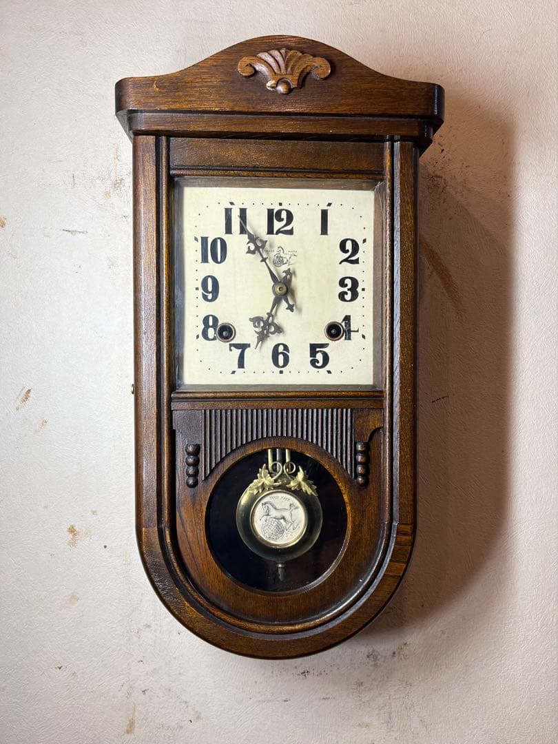 尾張時計　U型　柱時計　古時計　振り子　レトロ　精工舎　ゼンマイ　ボンボン　雑貨