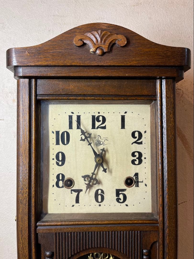 尾張時計　U型　柱時計　古時計　振り子　レトロ　精工舎　ゼンマイ　ボンボン　雑貨