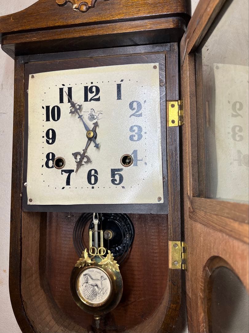 尾張時計　U型　柱時計　古時計　振り子　レトロ　精工舎　ゼンマイ　ボンボン　雑貨