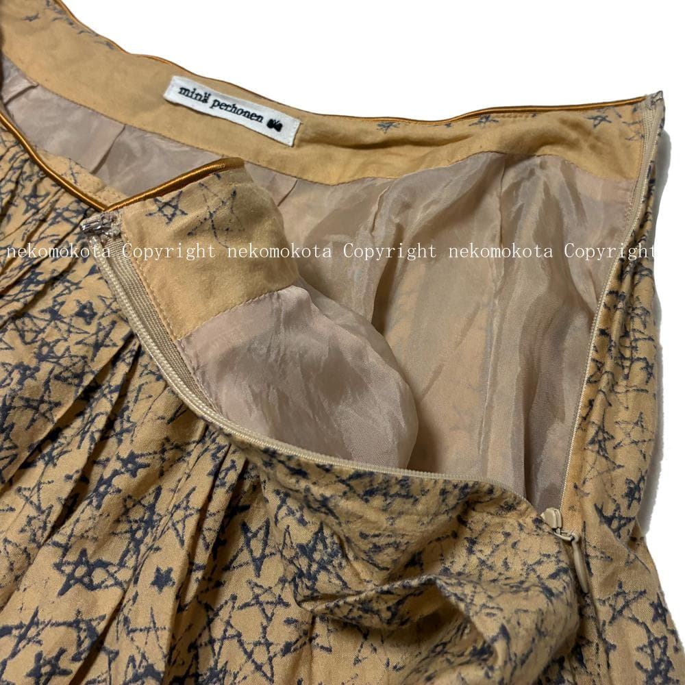 ミナペルホネン galileo フレア ギャザー スカート 36 イエロー 総柄