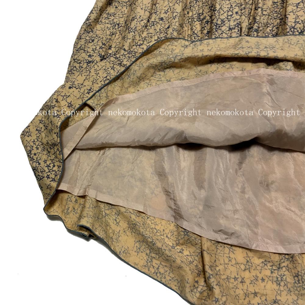 ミナペルホネン galileo フレア ギャザー スカート 36 イエロー 総柄