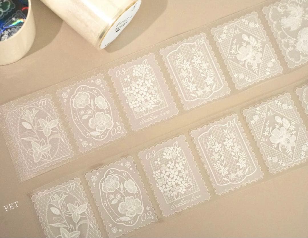 海外マスキングテープ巻売り レース小・白 装飾マスキングテープ人物マステ