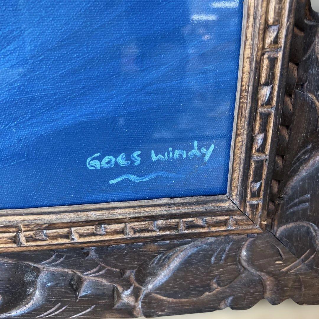 バリ アート BIG WAVE 波の風景 Goes Windy 木製フレーム付き