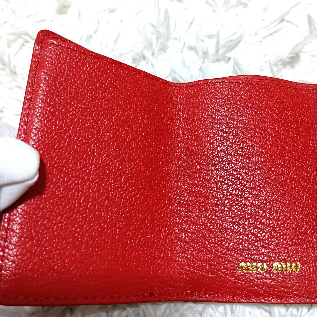 ミュウミュウ　三つ折り財布　マドラスラブ　ハート　ピンク　レザー　 正規品