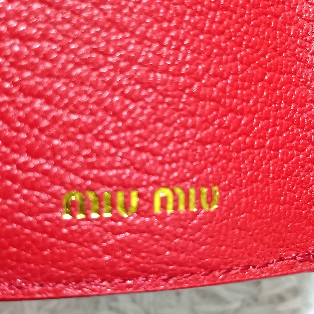 ミュウミュウ　三つ折り財布　マドラスラブ　ハート　ピンク　レザー　 正規品