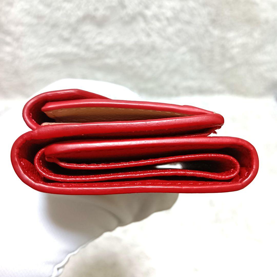 ミュウミュウ　三つ折り財布　マドラスラブ　ハート　ピンク　レザー　 正規品