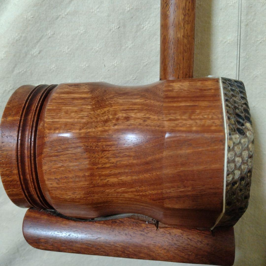 高級二胡　竜頭　龍頭　手彫り